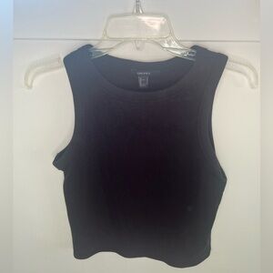 Forever 21 Black Ribbed Cropped Tank Top